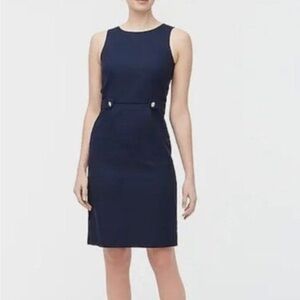 NWT J. Crew Women’s Navy Sheath Dress Sleeveless Waist Tabs Sz 8P